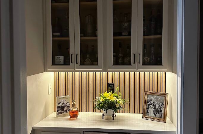 How we turned an old built-in desk into a home bar